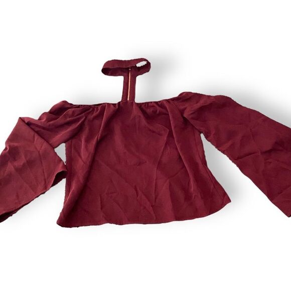 Guess Off Shoulder Choker Top with Flowy Bell Sleeves - Picture 3 of 5